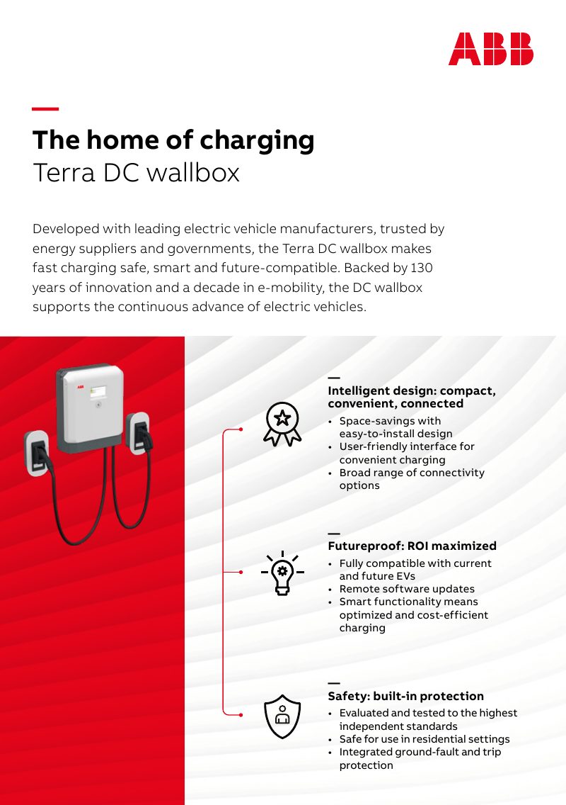 Front page of the ABB Terra DC Wallbox leaflet