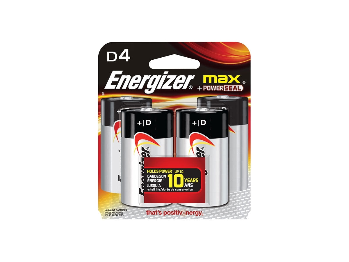 Tarjeta de detalle Energizer MAX D de 4 unidades