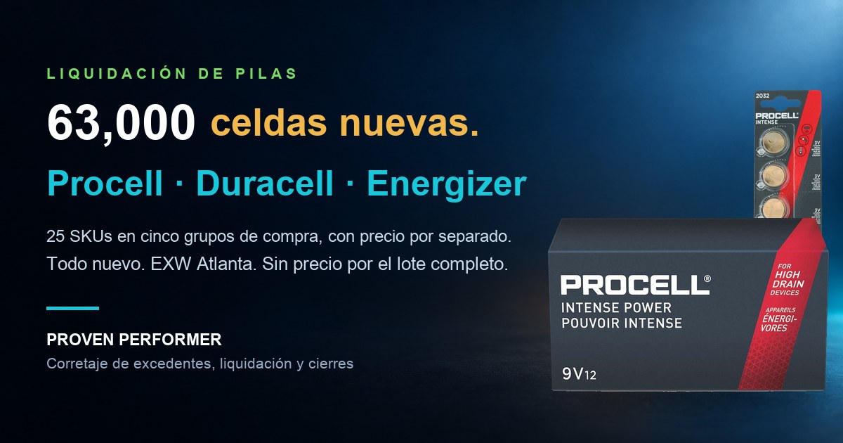 Gráfico de la oferta: 63,000 pilas nuevas Procell, Duracell y Energizer