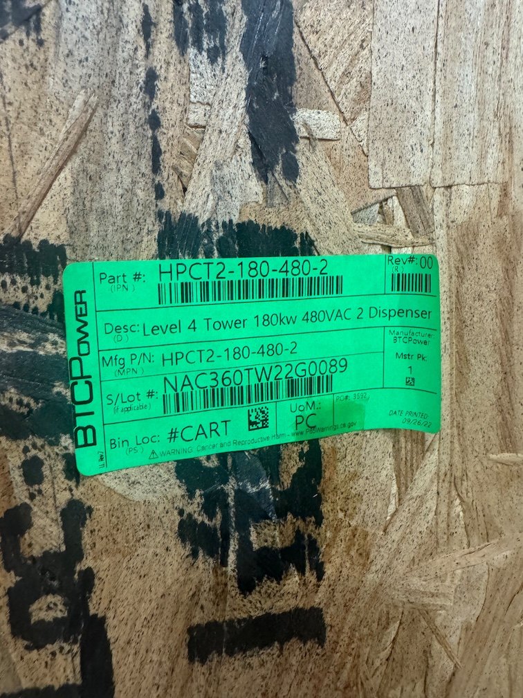 HPCT2-180-480-2 actual inventory or crate identification