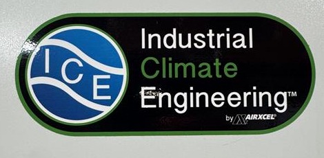 Industrial Climate Engineering by Airxcel badge photographed on the equipment