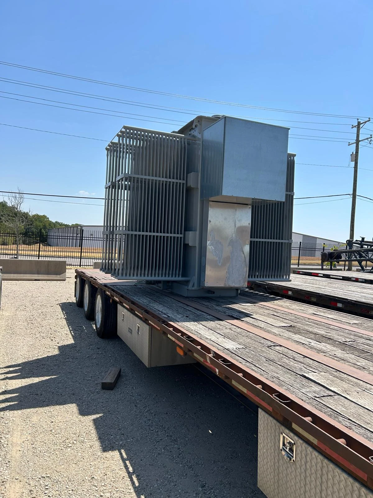 Second de-installed 3,750 kVA transformer on a transport trailer in Irving, Texas