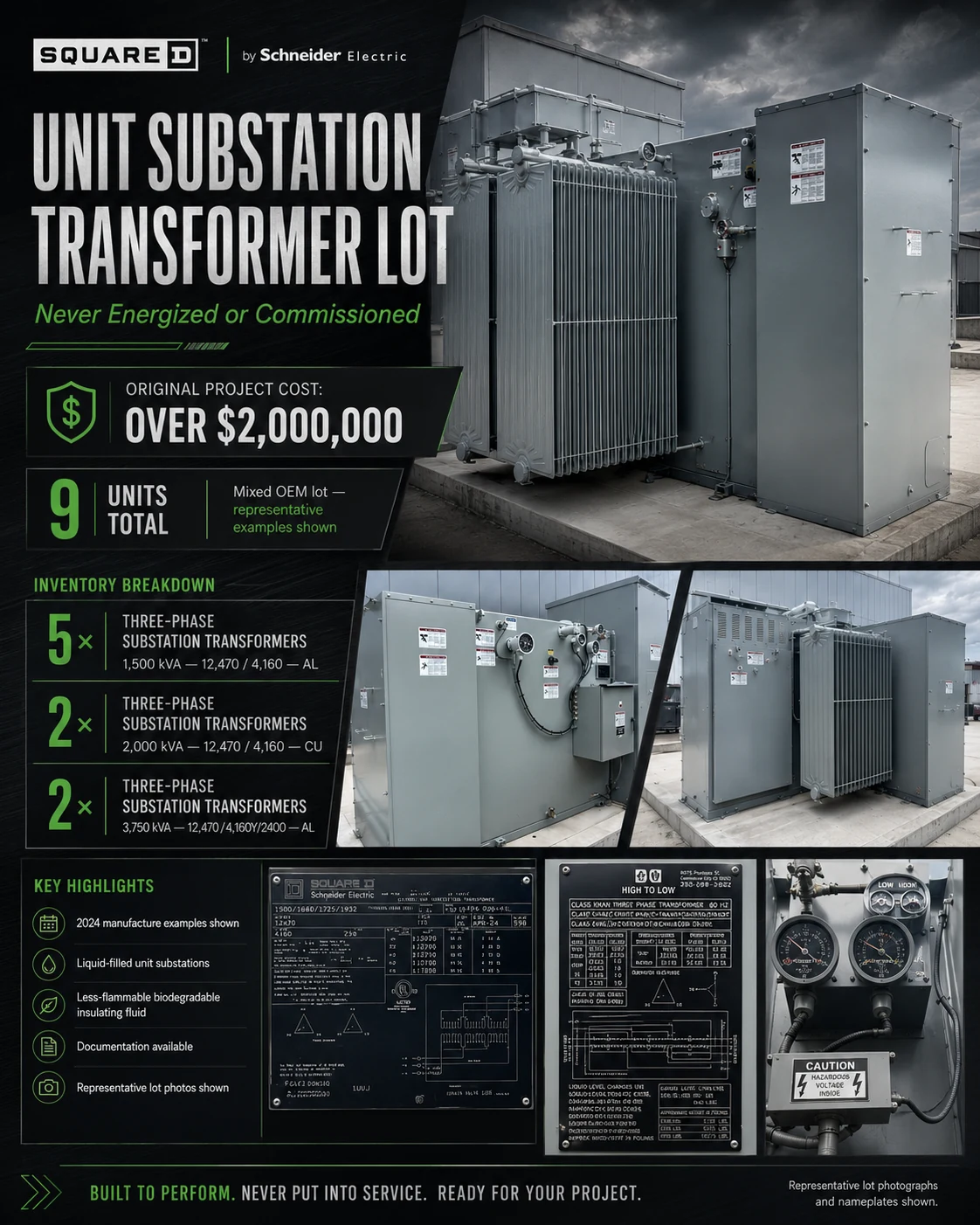 Unit substation transformer lot marketing sell sheet preview
