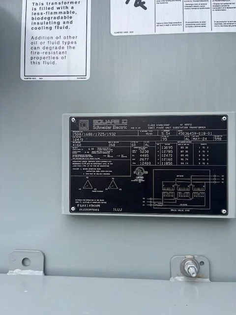 Additional Square D transformer nameplate