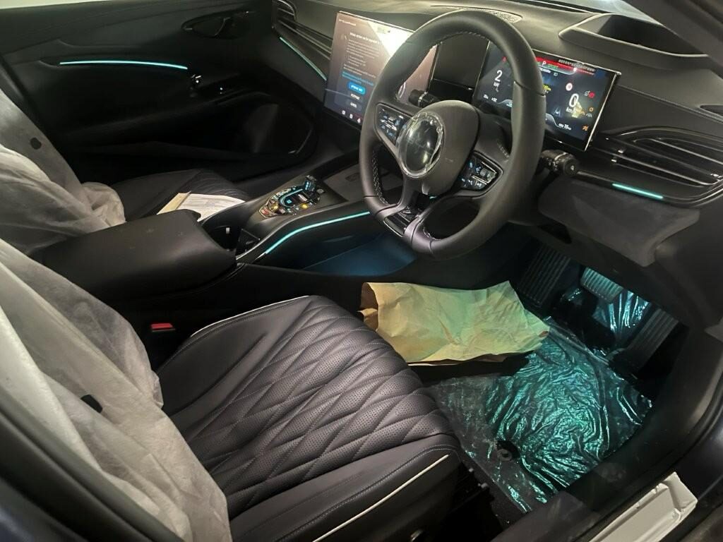 BYD Seal premium cabin with ambient lighting and rotating touchscreen
