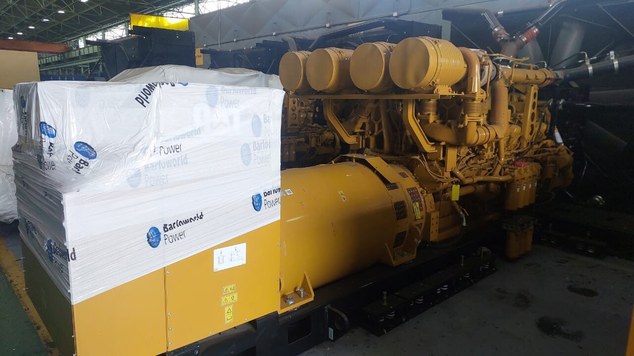 Caterpillar 3516E diesel engine and alternator genset unwrapped