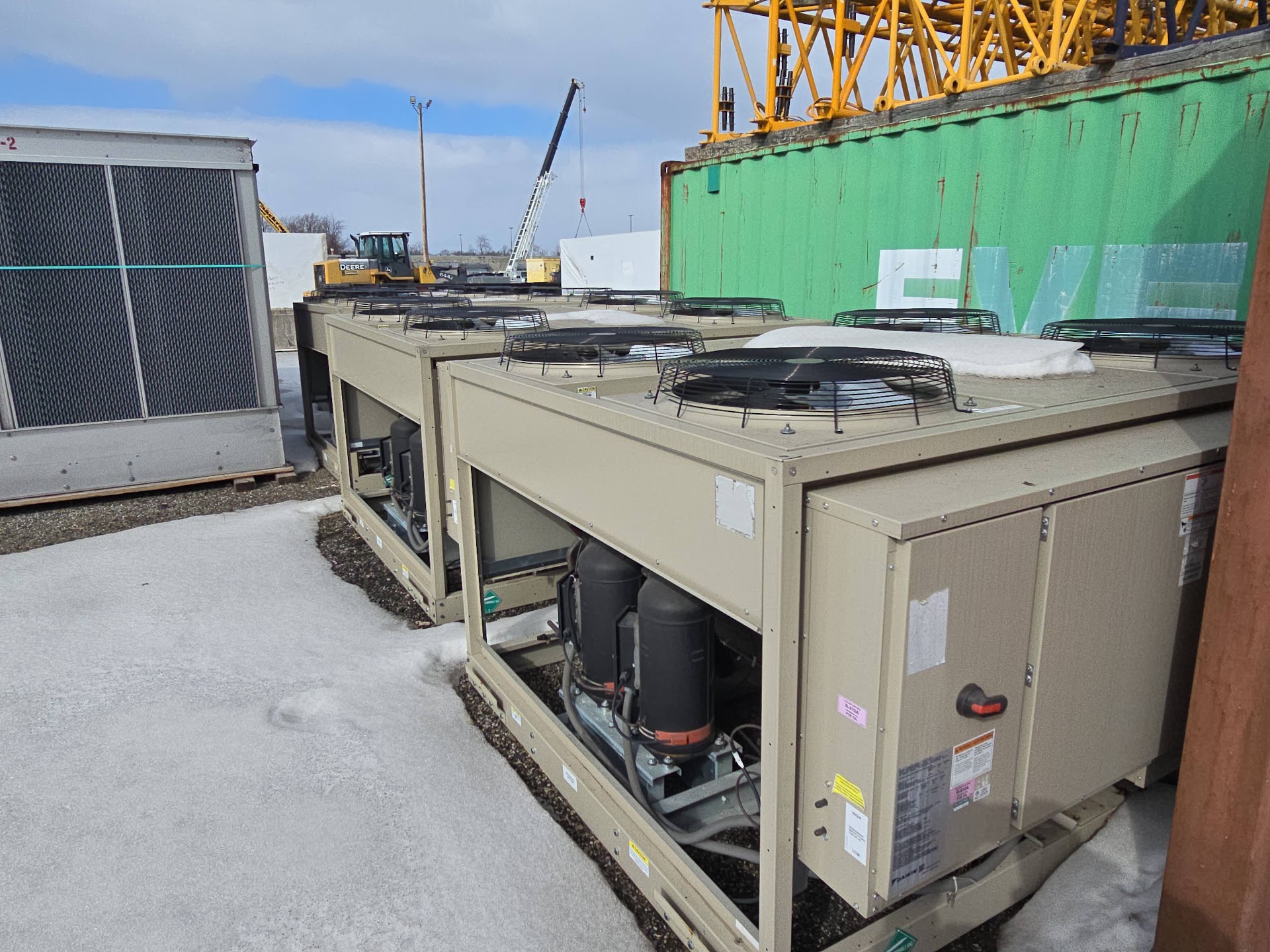 Daikin condenser cabinet, fan guards and compressor section