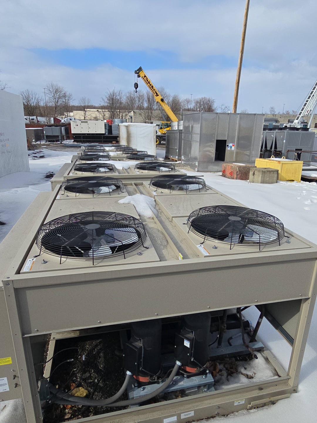 Rows of Daikin condensing units outdoors