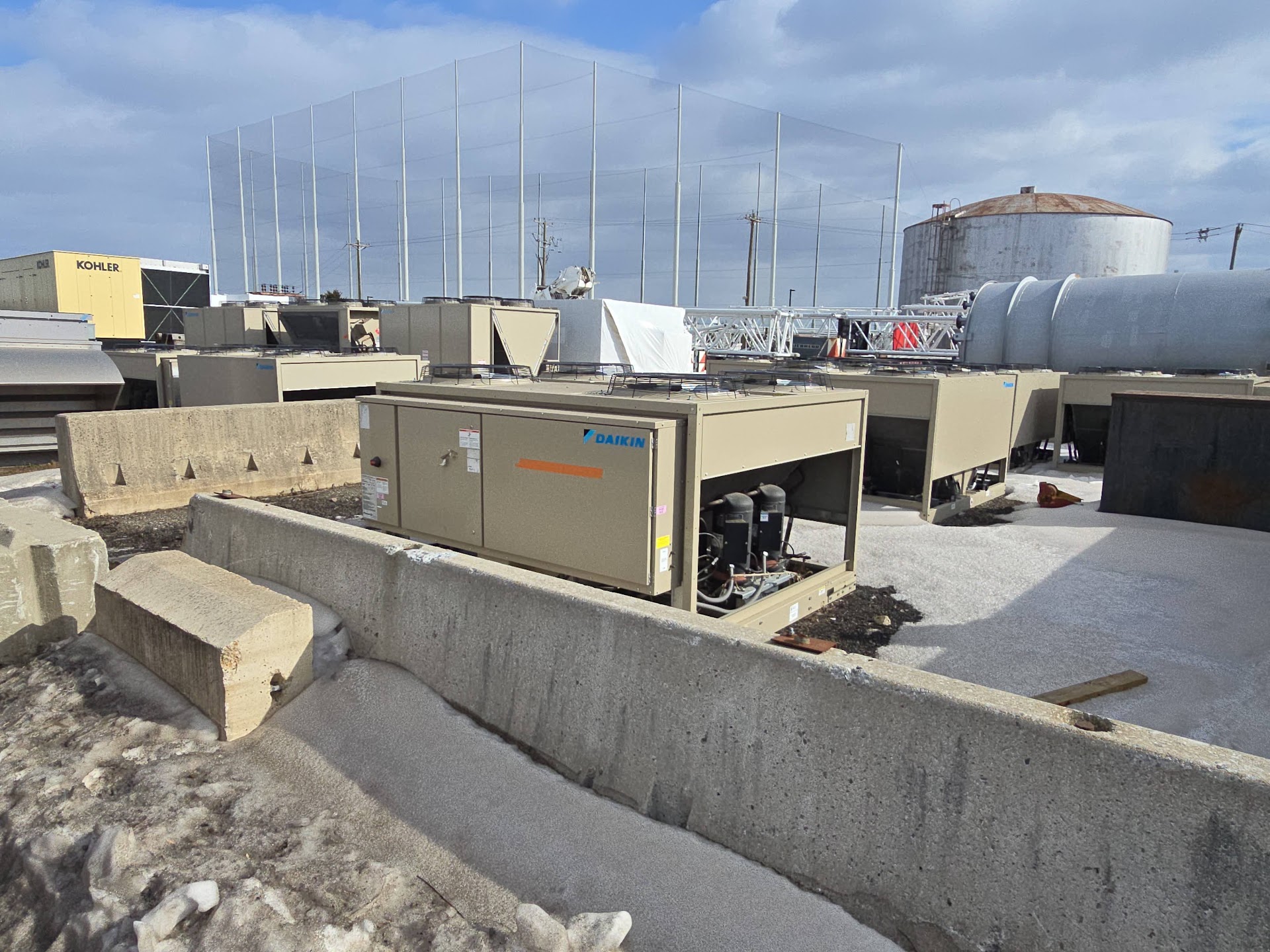 Multiple Daikin condensing units in storage yard