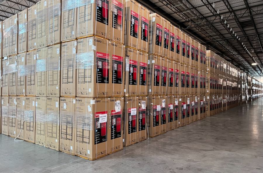 21,000 Galanz refrigerators palletized in Fort Worth warehouse