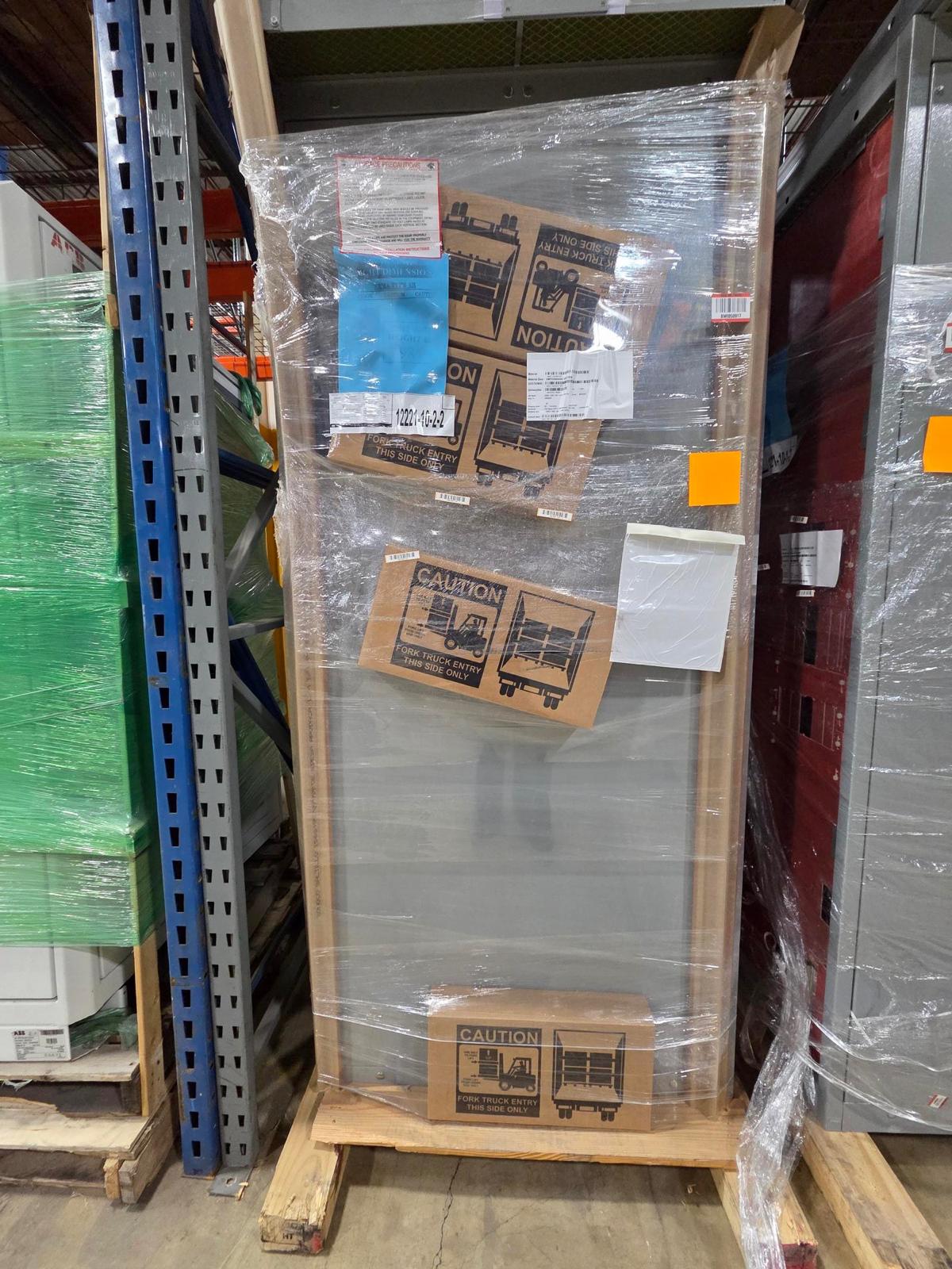 ABB ReliaGear switchboard wrapped on pallet in 3PL warehouse