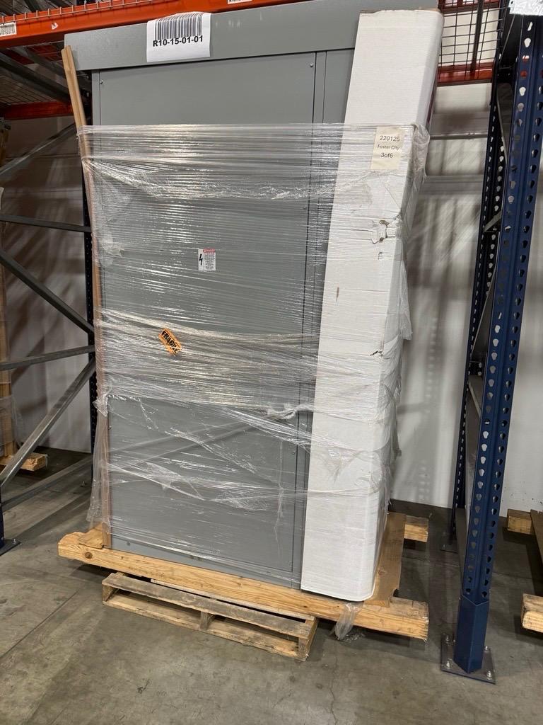 ABB ReliaGear switchboard racked in warehouse storage
