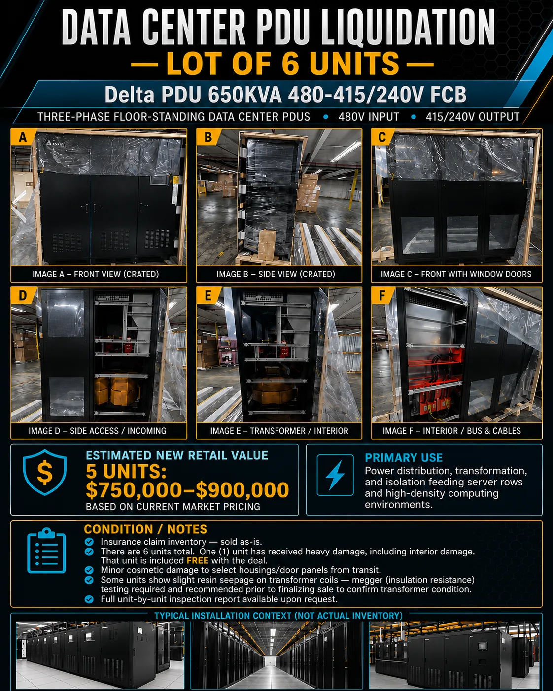 Delta PDU six-unit liquidation sell sheet